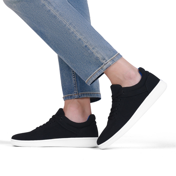 Men's Knitted Casual Sneakers - BLACK - 8